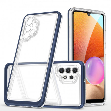 Гръб Clear 3в1 с гел рамка - Samsung Galaxy A32 5G син