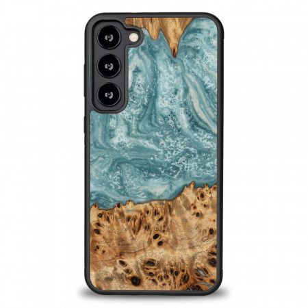 Дървен гръб BEWOOD Unique Wood and Resin - Samsung Galaxy S23+ Uranus син / бял