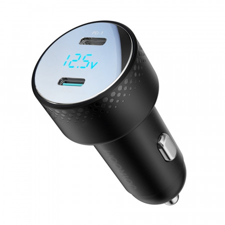 Зарядно за кола JOYROOM 70W 2x USB Type C с LED диспелй (JR-CCD02) черно