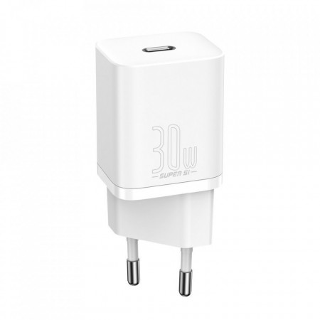 Зарядно за стена BASEUS Super Si 1C 30W USB Type C PD QC (CCSUP-J02) бяло