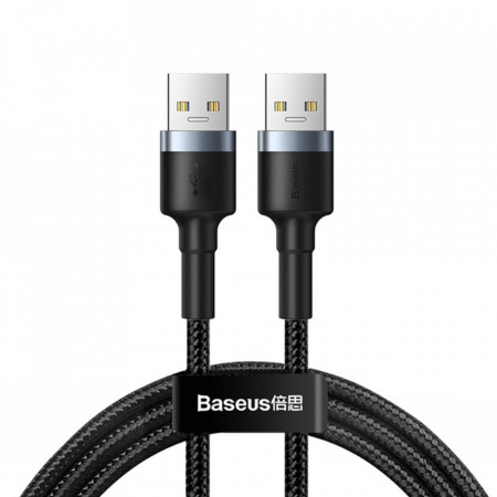Кабел за зареждане и данни с оплетка BASEUS Cafule USB Type A към USB Type A 3.0 към USB Type A 3.0 2A 1m (CADKLF-C0G) сив