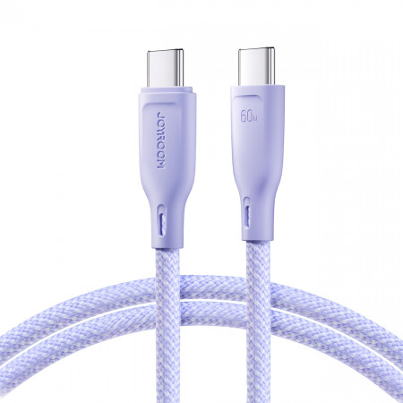 Кабел за зареждане и данни с оплетка JOYROOM Multi-Color SA34-CC3 USB Type C към USB Type C 60W с бързо зареждане 1m лилав