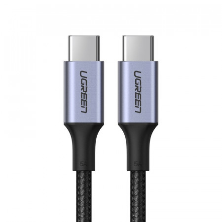 Кабел за зареждане и данни с оплетка UGREEN USB Type C към USB Type C 5A 100W Power Delivery с бързо зареждане 3.0 FCP 480Mb/s 2m сив (70429 US316)