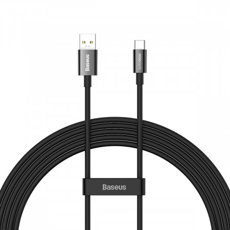 Кабел за зареждане и данни BASEUS Superior SUPERVOOC USB Type A към USB Type C 65W 2m черен