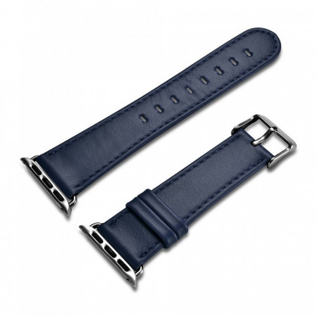 Каишка за часовник от естествена кожа iCarer Leather Vintage - Apple Watch 38mm Series 3 / 38mm Series 2 / 38mm (1st gen) (RIW117-DB（38）) тъмносин