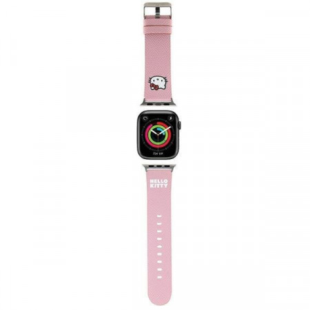Каишка HELLO KITTY Kitty Head - Apple Watch 41mm Series 9 / 41mm Series 8 / 41mm Series 7 / 40mm Series 6 / 40mm SE / 40mm Series 5 / 40mm Series 4 / 38mm Series 3 / 38mm Series 2 / 38mm (1st gen) розов
