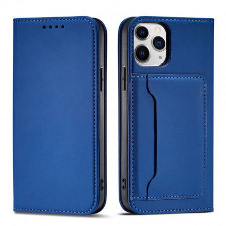 Калъф тип книга с външен джоб Magnet Card - iPhone 12 Pro Max син