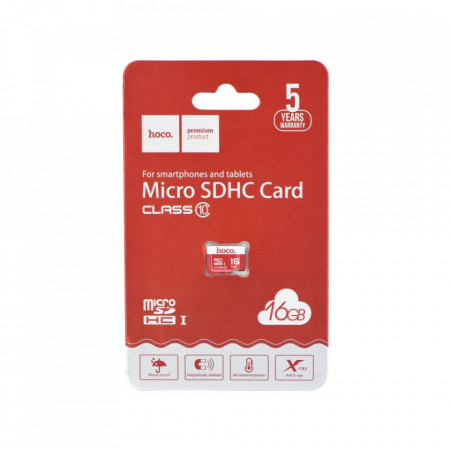 Карта памет Hoco 16GB micro SD HC TF High Speed Memory class 10 червена