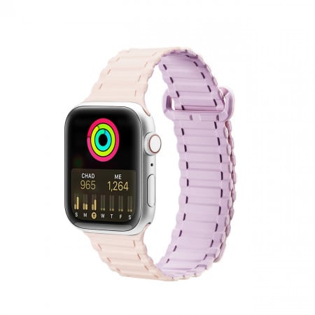 Магнитна силиконова каишка Dux Ducis Armor - Apple Watch Ultra 49mm / Ultra 2 49mm / 45mm Series 9 / 45mm Series 8 / 45mm Series 7 / 44mm SЕ (2nd gen) / 44mm SE / 44mm Series 6 / 44mm Series 5 / 44mm Series 4 / 42mm Series 3 / 42mm Series 2 розов / лилав