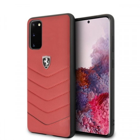 Оригинален гръб от естествена кожа FERRARI Heritage Quilted FEHQUHCS62RE - Samsung Galaxy S20 / S20 5G червен