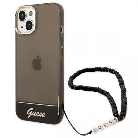 Оригинален гръб с гривна GUESS Translucent Pearl Strap GUHCP14MHGCOHK - iPhone 14 Plus черен