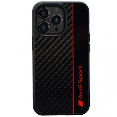 Оригинален гръб AUDI Carbon Fiber Stripe AUS-TPUPCIP13PM-R8 / D1-BK - iPhone 13 Pro Max черен
