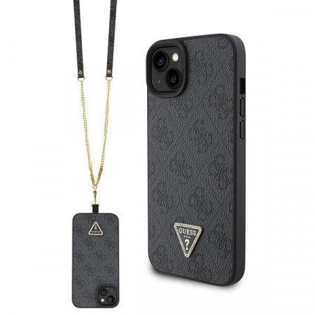 Оригинален гръб GUESS 4G Metal Logo с презрамка GUHCP15SP4TDSCPK - iPhone 15 черен
