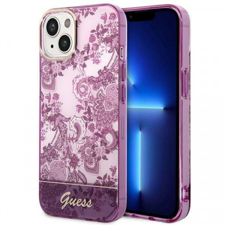 Оригинален гръб GUESS Porcelain GUHCP14MHGPLHF - iPhone 14 Plus циклама