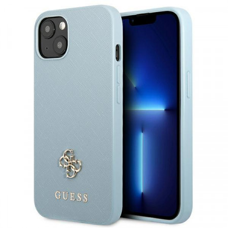 Оригинален гръб GUESS Saffiano 4G Small Metal Logo GUHCP13MPS4MB - iPhone 13 син