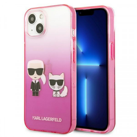 Оригинален гръб KARL LAGERFELD Gradient Ikonik Karl & Choupette KLHCP13STGKCP - iPhone 13 mini розов