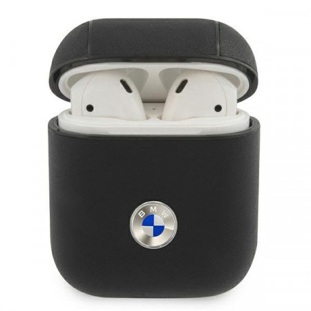 Оригинален калъф за слушалки от естествена кожа BMW Silver Logo BMA2SSLBK – AirPods черен