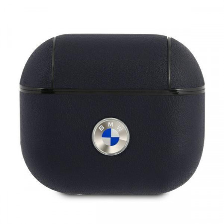 Оригинален калъф за слушалки от естествена кожа BMW Silver Logo BMA3SSLNA - AirPods 3 тъмносин