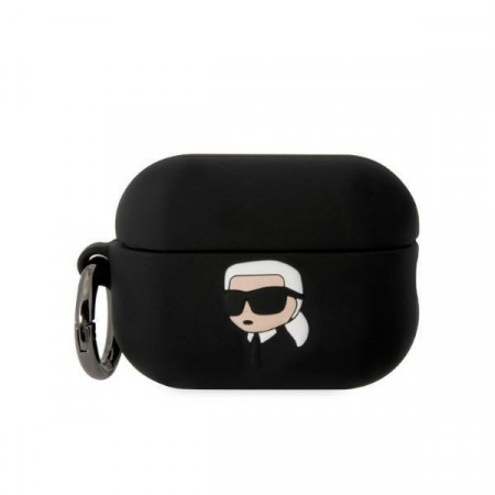 Оригинален калъф за слушалки Karl LAGERFELD Silicone Karl Head 3D KLAP2RUNIKK - AirPods Pro 2 черен