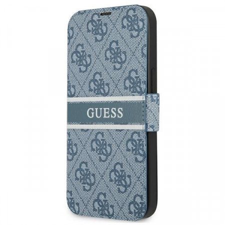 Оригинален калъф тип книга GUESS 4G Stripe GUBKP13S4GDBL - iPhone 13 mini син