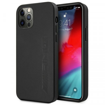 Оригинален твърд гръб AMG Leather Hot Stamped AMHCP12LDOLBK - iPhone 12 Pro Max черен