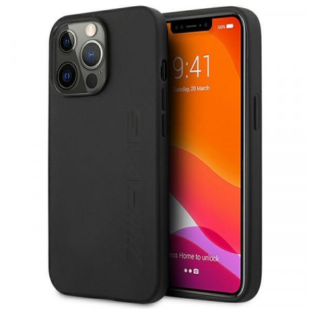 Оригинален твърд гръб AMG Leather Hot Stamped AMHCP14XDOLBK - iPhone 14 Pro Max черен