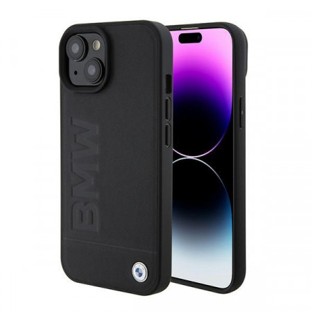 Оригинален твърд гръб BMW Signature Logo Imprint MagSafe BMHMP15SSLLBK - iPhone 15 черен