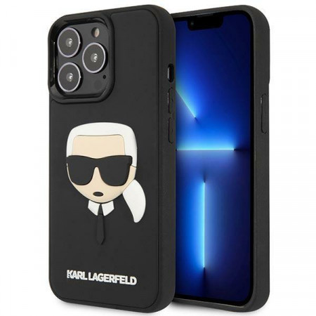 Оригинален твърд гръб KARL LAGERFELD 3D Rubber Karl's Head KLHCP14LKH3DBK - iPhone 14 Pro черен