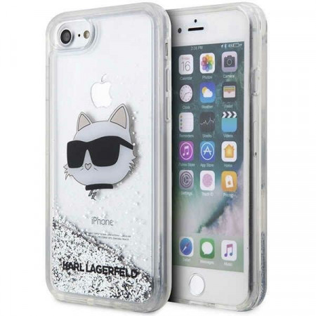 Оригинален твърд гръб KARL LAGERFELD Glitter Choupette Head KLHCI8LNHCCS - iPhone 7 / 8 / SE (2nd gen) / SE (3rd gen) сребрист