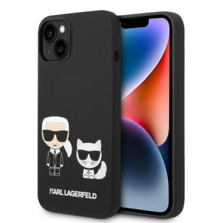Оригинален твърд гръб KARL LAGERFELD Liquid Silicone Karl & Choupette KLHMP14SSSKCK MagSafe - iPhone 14 черен