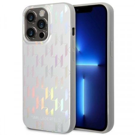 Оригинален твърд гръб KARL LAGERFELD Monogram Iridescent KLHCP14XLGMMSV3 - iPhone 14 Pro Max сребрист