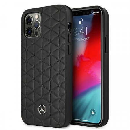 Оригинален твърд гръб MERCEDES Leather Quilted Embossed MEHCP12LSPSBK - iPhone 12 Pro Max черен