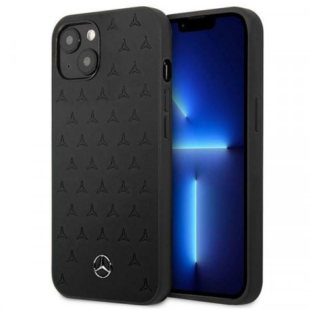 Оригинален твърд гръб MERCEDES Leather Stars MEHCP13SPSQBK - iPhone 13 mini черен