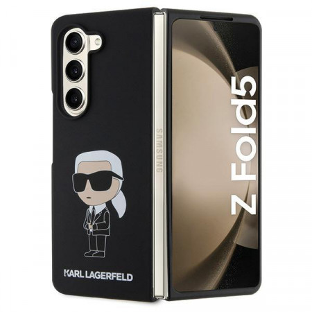 Оригинален твърд калъф KARL LAGERFELD Silicone Ikonik KLHCZFD5SNIKBCK - Samsung Galaxy Z Fold5 черен