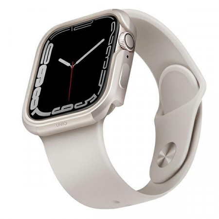 Подсилен алуминиев калъф за корпус UNIQ Valencia - Apple Watch 40mm SE / 41mm Series 8 / 41mm Series 7 / 40mm Series 6 / 40mm Series 5 / 40mm Series 4 starlight