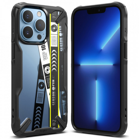 Подсилен гръб RINGKE Fusion X със силиконов бъмпер - iPhone 13 Pro (Ticket band) (FXD550E43) черен
