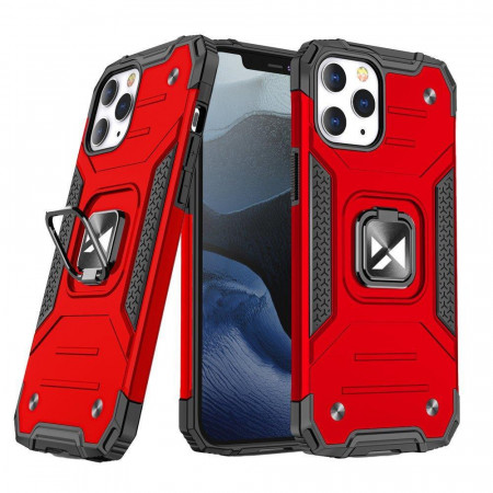 Подсилен гръб WOZINSKY Ring Armor със стойка - iPhone 14 Pro червен