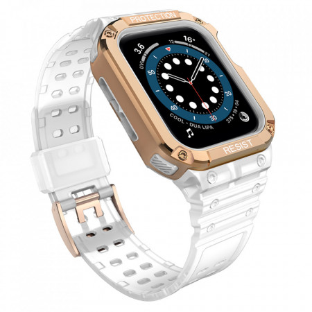 Подсилен калъф за корпус с каишка Protect - Apple Watch 45mm Series 9 / 45mm Series 8 / 45mm Series 7 / 44mm SЕ (2nd gen) / 44mm SE / 44mm Series 6 / 44mm Series 5 / 44mm Series 4 / 42mm Series 3 / 42mm Series 2 розов