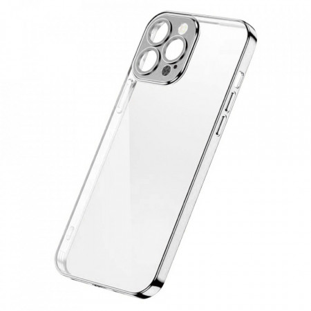 Прозрачен силиконов гръб JOYROOM Chery Mirror с цветна рамка - iPhone 13 Pro (JR-BP908) сребрист
