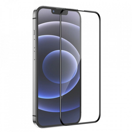 5D алуминиево-стъклен протектор с пълно покритие HOCO HD - iPhone 13 mini A12Plus с черна рамка