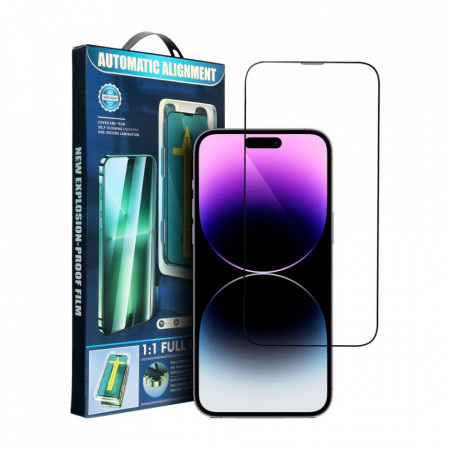 5D Full Glue закален стъклен протектор с инструмент за поставяне - iPhone X / XS / 11 Pro с черна рамка