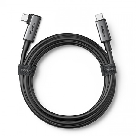 90° кабел за зареждане и данни UGREEN USB Type C към USB Type C 60W data transmission with VR goggles support (e.g. Oculus Quest 2) 5m черен (US551)