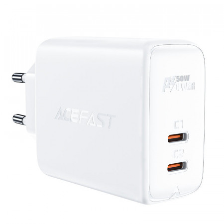 ACEFAST зарядно GaN USB Type C 50W, PD, QC 3.0, AFC, FCP бял (A29 бял)