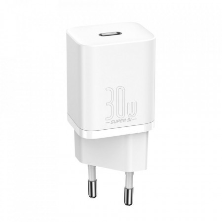 Baseus Super Si 1C fast зарядно за стена USB Type C 30 W Power Delivery Quick Charge бял (CCSUP-J02)