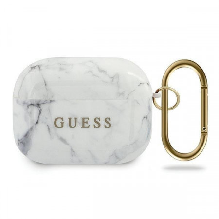 Guess GUACAPTPUMAWH AirPods Pro cover бял / бял Marble Collection