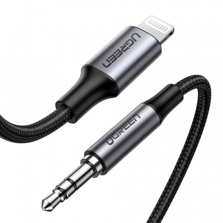 Аудио кабел UGREEN жак 3.5mm към MFi Lightning 1m сив (70509)