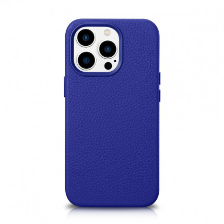 Гръб от естествена кожа iCARER Litchi Premium MagSafe - Leather Case - iPhone 14 Pro Max тъмносин