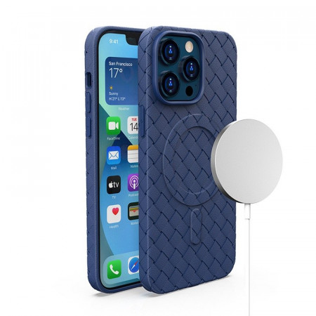 Гръб Woven - iPhone 14 Pro тъмносин