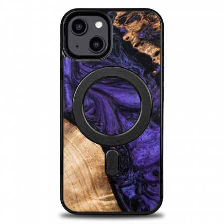 Дървен гръб BEWOOD Unique Wood and Resin MagSafe - iPhone 15 Plus Violet черен / лилав