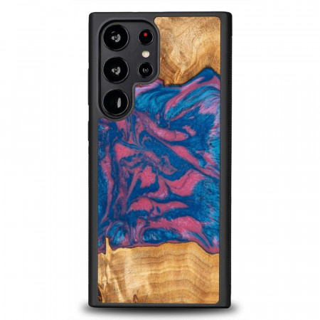 Дървен гръб BEWOOD Unique Wood and Resin - Samsung Galaxy S23 Ultra Vegas розов / син